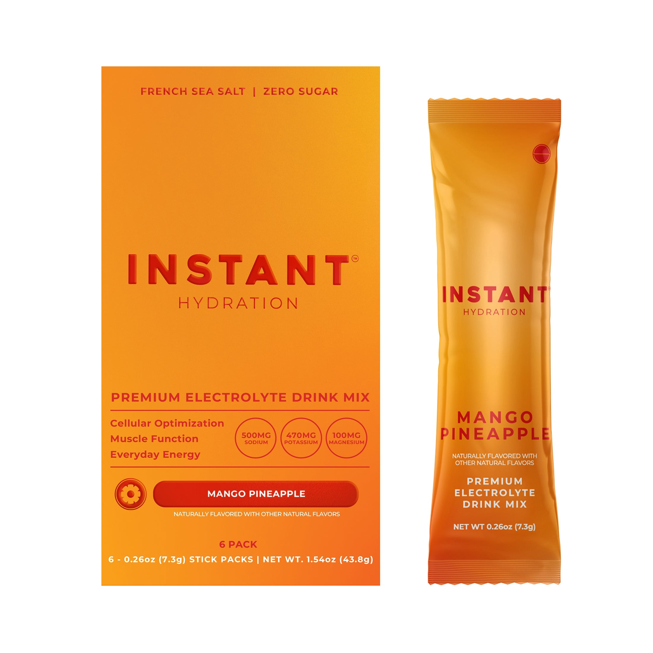 (5 pack) Instant Hydration Sugar Free Electrolyte Powder, Mango Pineapple, 6 Sticks
