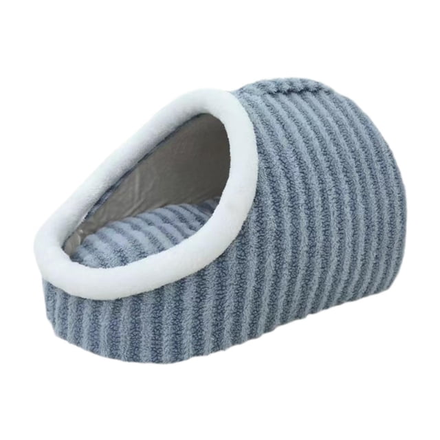 Casa portátil para perros y gatos perfecl nido con forma de zapatillas suaves cama autocalentable azul