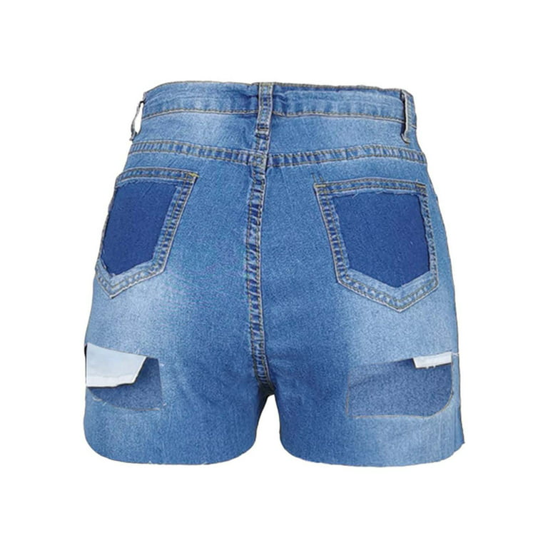 NECHOLOGY Womens Pants Short Pants Jeans for Women Shorts Cut Jean Denim  Shorts Women's Summer With Pocket Ripped Temp Life Leggings Blue XX-Large 