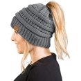 thumbnail image 1 of HSHDLDF Ponytail Messy Bun BeanieTail Women's Beanie Solid Ribbed Hat Cap, 1 of 6