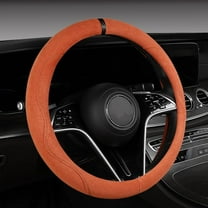 Universal Suede Car Steering Wheel Cover, Sweat Absorbing, Anti Slip, Comfortable, Breathable car Handle Cover, Orange