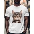 thumbnail image 4 of Cat in Glasses Men's T Shirts Cute Animal T-Shirt for Men Crew Neck Tees Cotton Tops, White, 2XL, 4 of 7