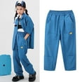 thumbnail image 2 of Cathalem Girls' Sweatpants Girl's Elastic High Waisted Flare Leg Pants Stretch Casual Pants for Teen Girls (Blue,8-9 Years), 2 of 9