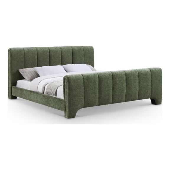 Meridian Furniture Camila Green Chenille Fabric Queen Bed