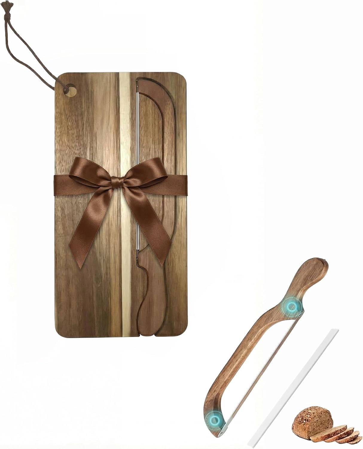 RGHJAR-Magnetic Acacia Wood Bread Board and Knife Set –bread cutting board with knife, bread slicer for sourdough rounds,Unique Baking Gift for Women Bakers,Mother Gift Sourdough Wedding Gift