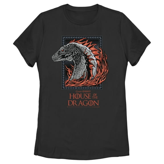 Women's Game of Thrones: House of the Dragon Fire Dragon Portrait  Graphic Tee Black Small