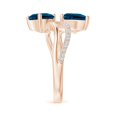 thumbnail image 3 of ANGARA Natural 3.8 ct London Blue Topaz Two-Stone Bypass Ring in 14K Rose Gold for Women (Size-9x7mm) | November Birthstone, Anniversary, Jewelry Gift for Women | Natural London Blue Topaz Ring, 3 of 10