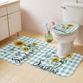 thumbnail image 4 of Sunflower Flower Bathroom Rugs Set You Are My Sunshine Bee Spring Plant Green Plaid Non Slip Absorbent Soft Bath Mats 3 Piece Set with Bathroom Rug, U-Shaped Floor Mat, Toilet Seat Cover Large Size, 4 of 9