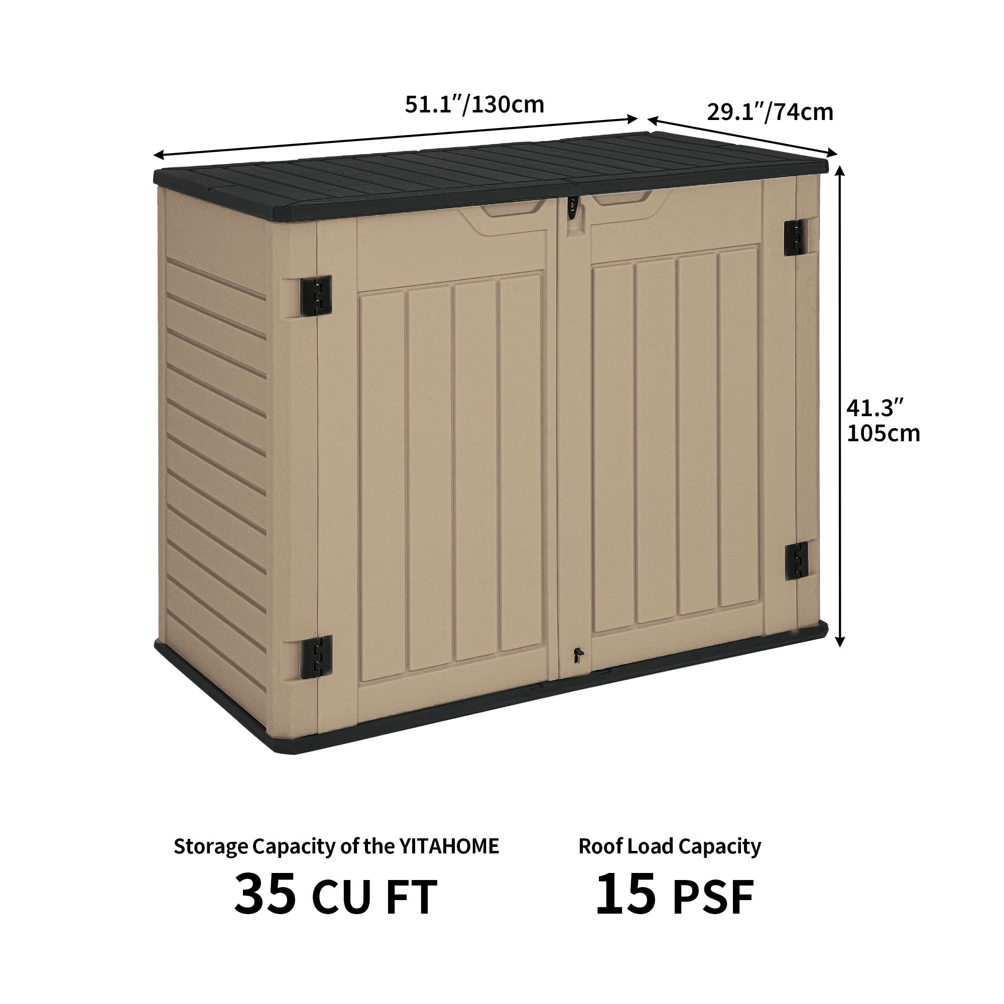 Uforic Waterproof Resin Multifunctional Storage Shed, 41.30" x 51.10" x 29.10", Brown