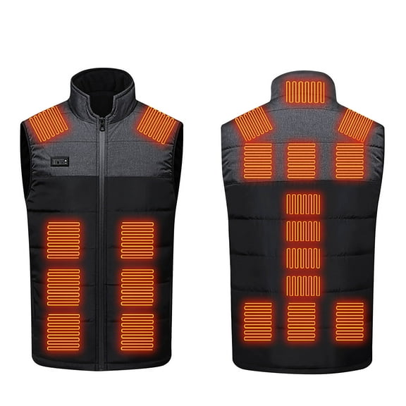 Womens Heated Jacket Puffer Coat Unisex Casual Patchwork Zipper Four Control 21 Areas Heat Heating Vest USB Charging Vest