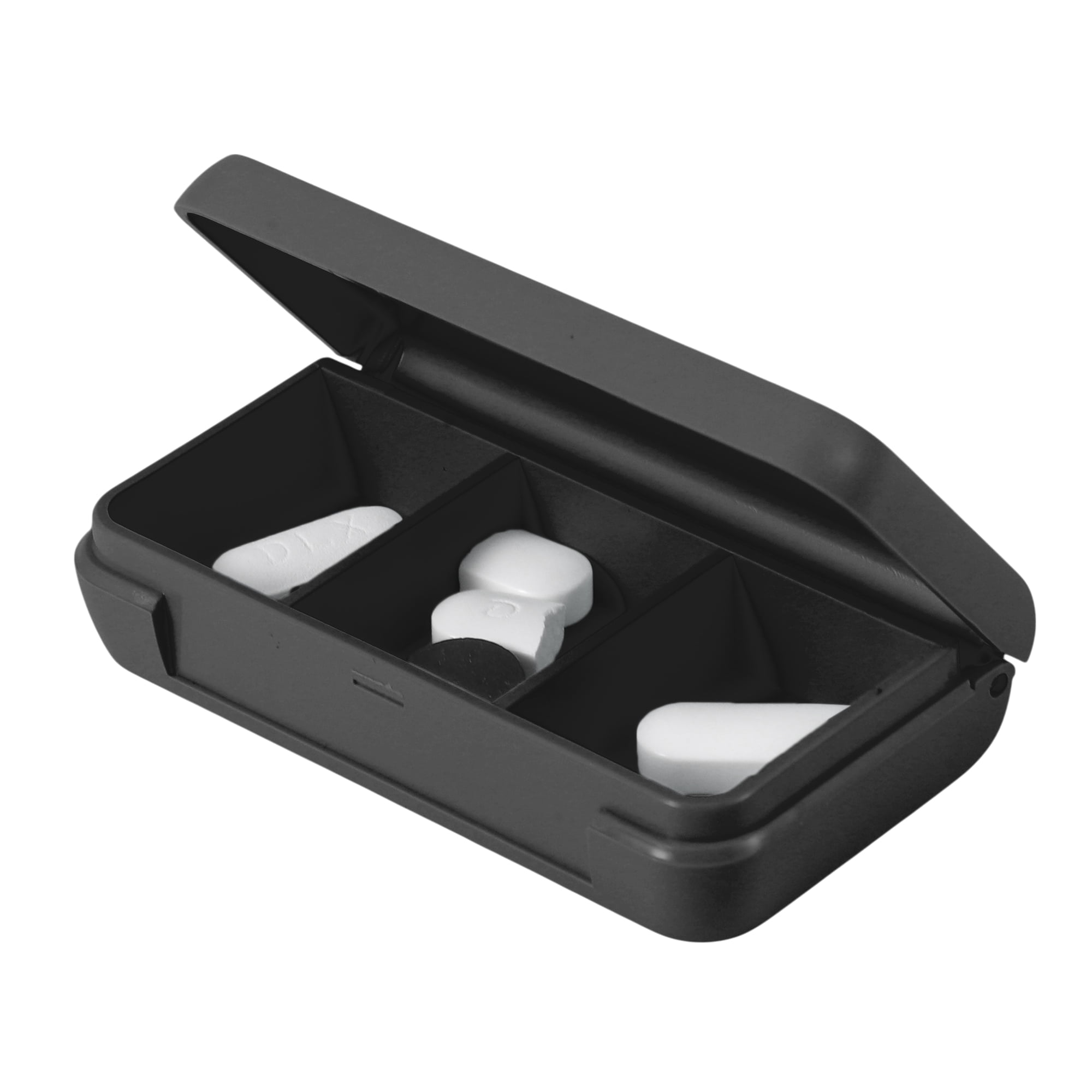 Unique Bargains Durable 3 Grids Single Layer Pill Case for Travel 1 Pc Black