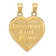 thumbnail image 1 of 14K Yellow Gold Reversible Forever and Ever Break-apart Heart Pendant, 1 of 4