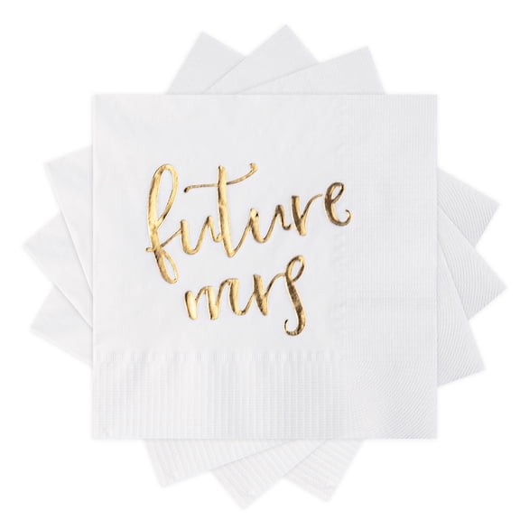 MyMealivos 20Pcs Gold Foil Future Mrs Cocktail Disposable Napkins for Bachelorette Party Dessert Beverage Table Party Supplies