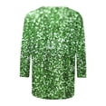 thumbnail image 5 of Besolor 3/4 Sleeve Shirts for Women 2024 Fashion Sparkly Tops for Women Crewneck Casual Going out Tunic Tee Tops Green 2, 5 of 5
