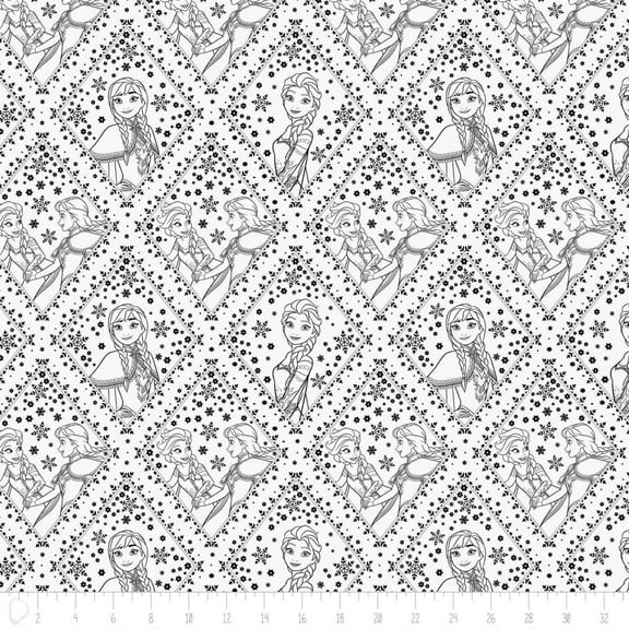 Eugene Textiles Disney Frozen Sisters in Damask, White