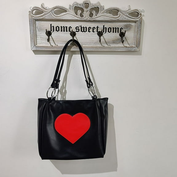 Soimiss 1 Pair Girl Tote Handbag PU Black for Students Shopping and School