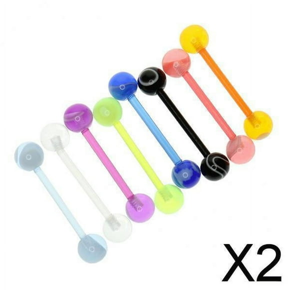6 X 8 Piezas, Colores Surtidos, Bolas Acrílicas para Mancuernas, Piercing en La Lengua, Pezón, 1,8 Mm 2 piezas
