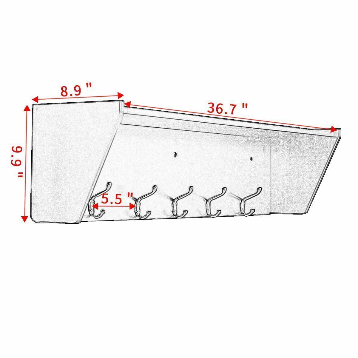 Kepooman 37" Wall Storage Shelf with Hooks, Wall Mount Shelf Rack Organizer for Living Room Hallway Entryway - White Kepooman 37" Wall Storage Shelf with Hooks, Wall Mount Shelf Rack Organizer for Living Room Hallway Entryway - White
