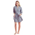 thumbnail image 6 of Waffle Women's Robe with Complimentary Makeup Bag - Chic Thigh-Length Kimono Bathrobe for Bridal Bliss, 6 of 7