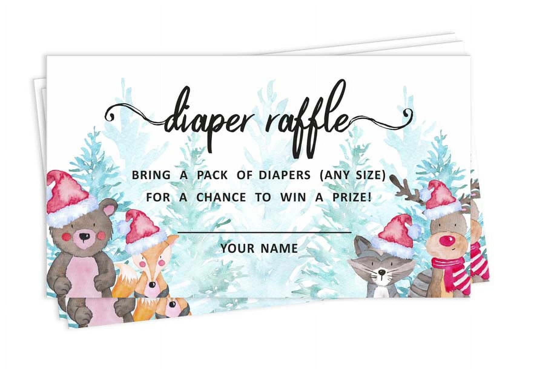 Inkdotpot 30Baby ShowerDiaper Raffle Ticket Lottery Insert Cards Supplies Games For Baby Shower Party Winter Jungle Theme Bring A Pack Of Diapers To Win Favors Gifts And Prizes