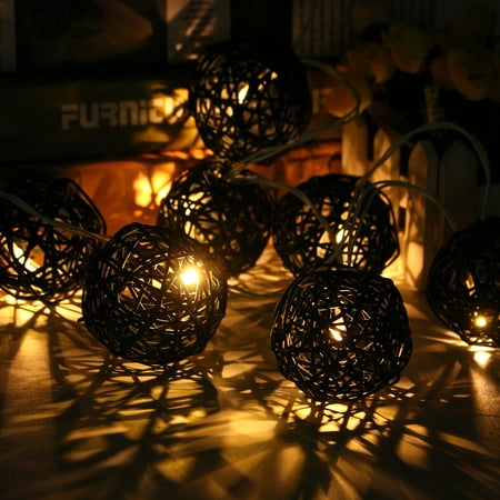 10 5ft Led Rattan Ball String Lights 20 Romantic Fairy Night