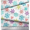 thumbnail image 2 of Soimoi White Poly Georgette Fabric Snow Flakes Floral Decor Fabric Printed Yard 42 Inch Wide, 2 of 5