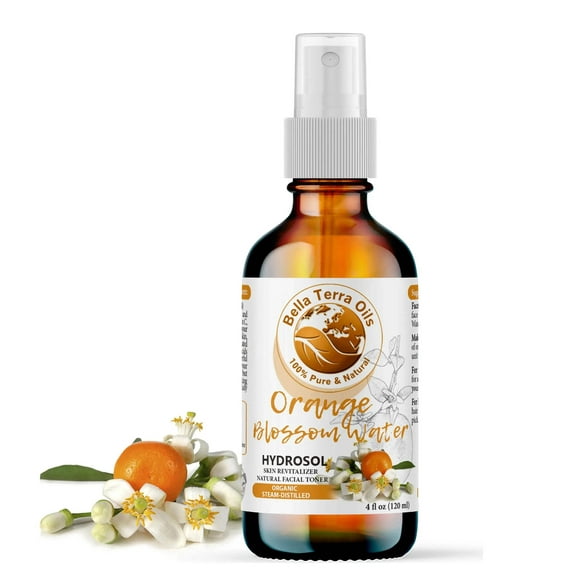 Pure Neroli Orange Water Hydrosol 100% Natural Skin, Hair & Face Aromatherapy Toner - 4oz