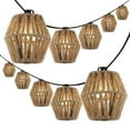 thumbnail image 2 of JONATHAN Y Samara 10-Light Indoor/Outdoor 10 ft. Mid-Century Classic LED C7 Lantern Hemp Rope Shaded String Lights, Brown, 2 of 7
