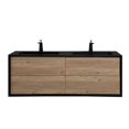 thumbnail image 2 of SERA 60" Fleur Bathroom Vanity Black and Rough Oak with Open Shelf and Metal Frame, 2 of 4