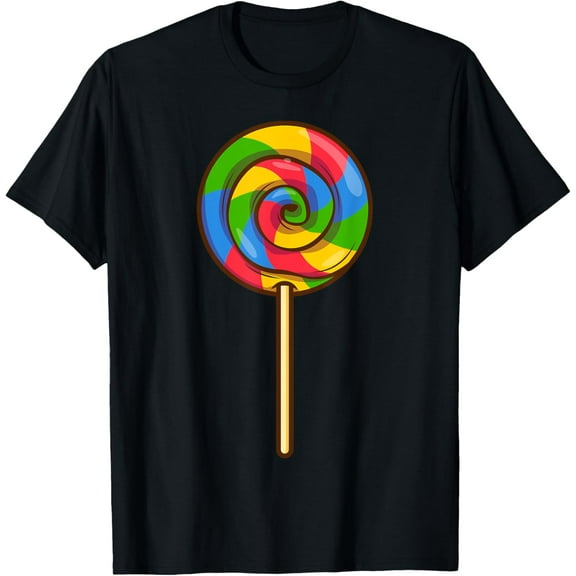Lollipop Rainbow Sucker Candy Halloween Costume Lazy Gift T-ShirtMen and women, Black T-shirt, size: Extra large