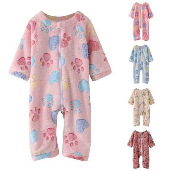 AWZXDE Cute rompers for girls Toddlers Girl Romper Girls Jumpsuits Coverall Outfits Heart Print Long Sleeve For Fall Winter Home Lounging Pink - 18-24 Months