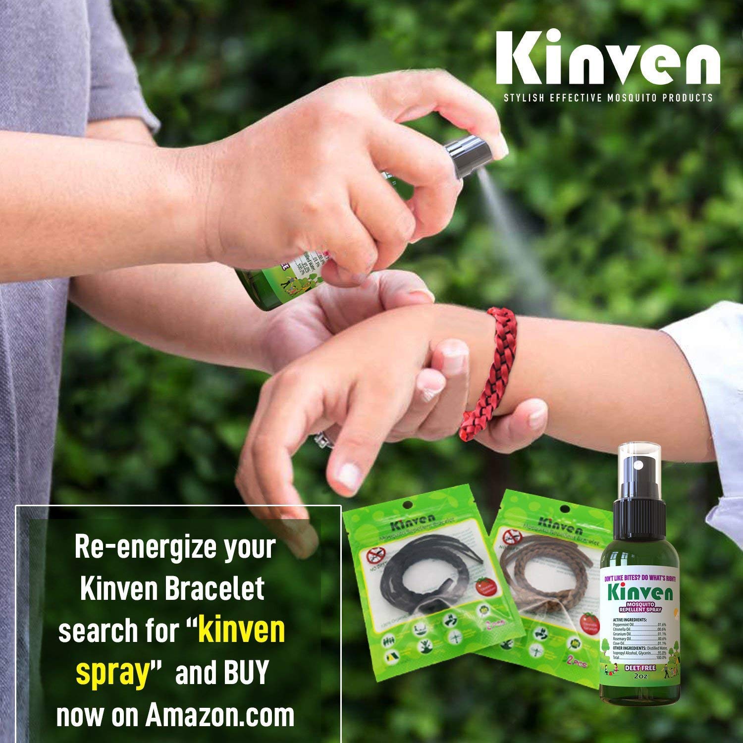Kinven Mosquito Repellent Spray for Kids & Adults, Safe, Non-Toxic, DEET-Free, Long-Lasting Anti-Mosquito Bite Protection, with Natural Oils, 1oz - image 3 of 3