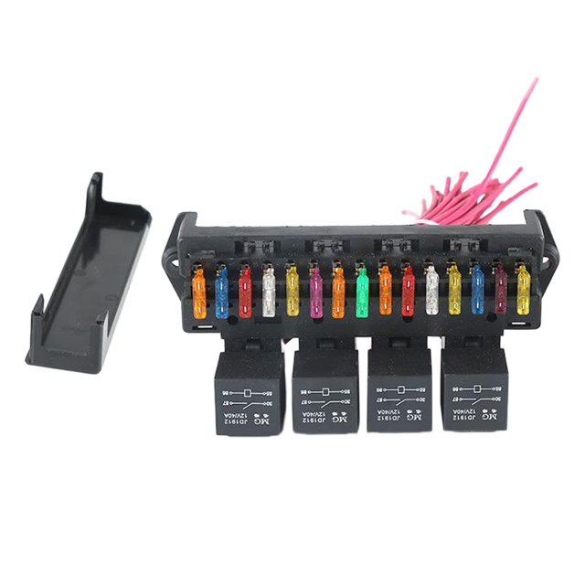 Riwesomey Car Marine Boat 15-way Fuse Box Holder Block Harness Assembly w/Relay Socket Automoción decorativa y accesorios