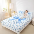 thumbnail image 4 of Erosebridal Blue Bow Rose Bed Sheets for Boys Girls, Watercolor Ribbon King Sheets, 4 Pieces, 4 of 6