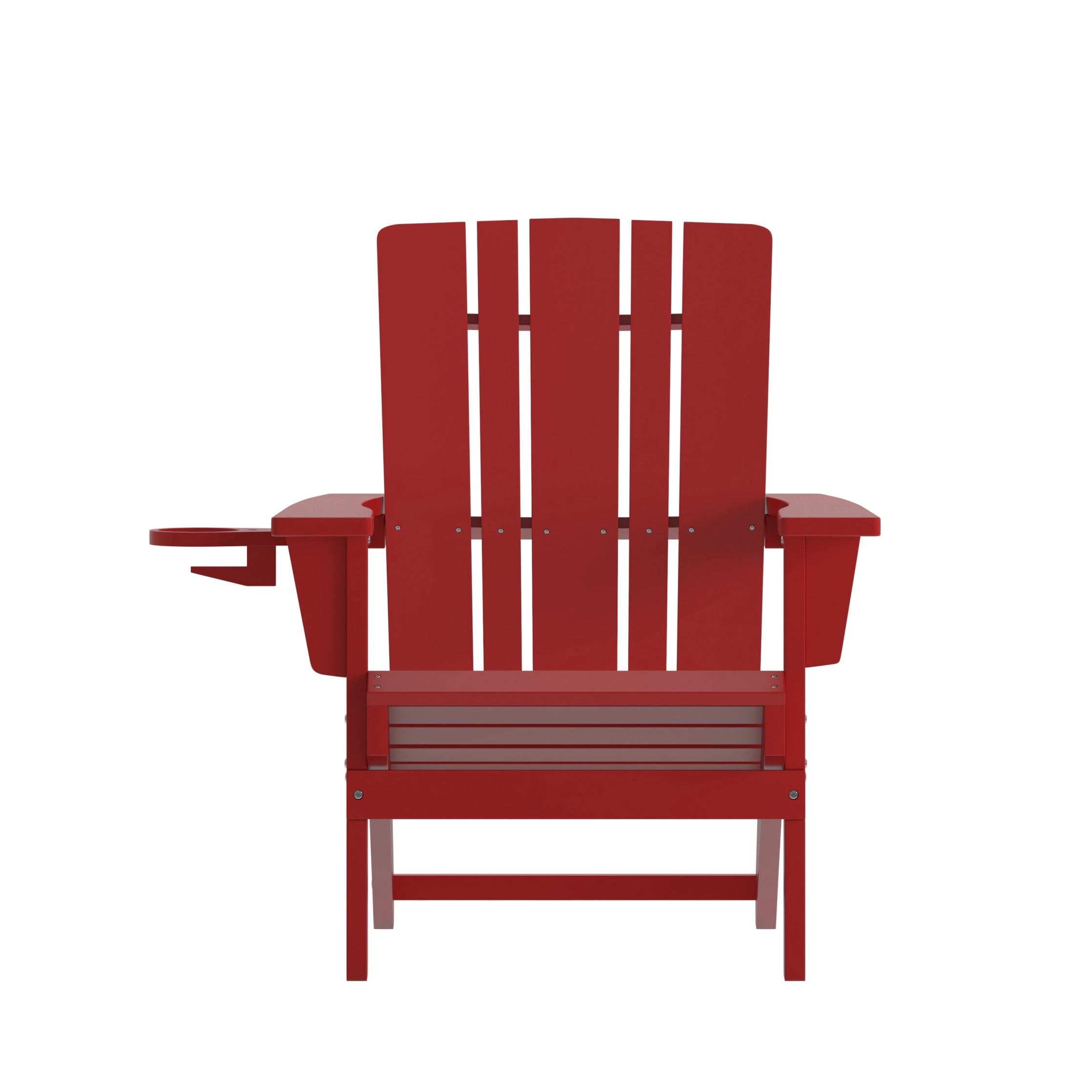 BizChair Adirondack Chair with Cup Holder, Weather Resistant HDPE Adirondack Chair in Red