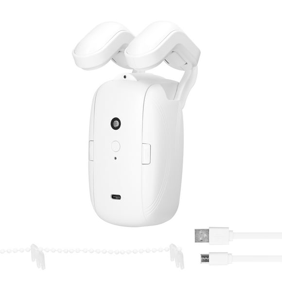 yeacher Smart Bluetooth Curtain Motor with Alexa & Google Assistant Support, Auto Open/Close, Light & Temperature Sensor, Timer Control, White (Built-in Battery, Roman Rod Compatible)