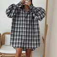 thumbnail image 4 of Camisa Blusa con botones para mujer Cómoda blusa de salón Vestido casual Otoño Invierno Mini vestido Kuymtek Negro L para Mujer, 4 of 6