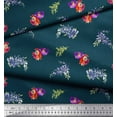 thumbnail image 3 of Soimoi Blue polyester Crepe Fabric Flower & Leaves Watercolor Printed Craft Fabric by the Yard 52 Inch Wide, 3 of 3