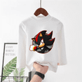 thumbnail image 3 of Camiseta de manga larga con estampado de Sonics para mujer, de color puro, de algodón, informal, con dibujos animados bonitos, de anime, transpirable y absorbente de sudor para niños, 3 of 5