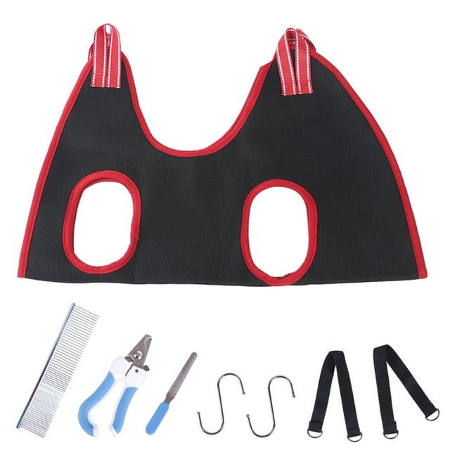 Dog Grooming Harness Set: 8PCS Hanging Soft Pet Hammock Helper Dog Restraint Bag