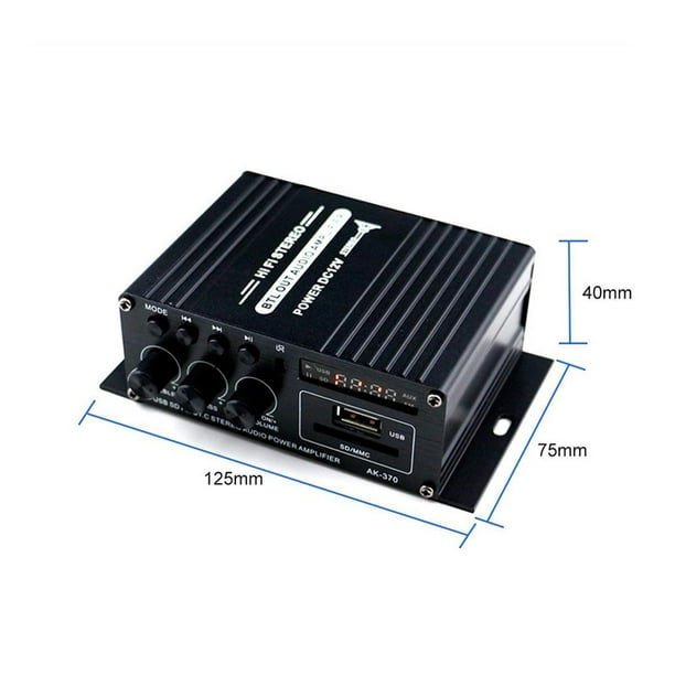 Amplificador De Potencia De Audio Bluetooth 2 Canales Amplificador De Coche Digital Estéreo Con Control Remoto Para El Hogar Al Aire Libre Methold VI007256-00