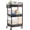 Black, variant on 3 Tier Rolling Cart – Metal Utility Storage Cart with Wheels, Hanging Cups, Hooks, Mesh Basket for Bedside Kitchen Office Art, Black