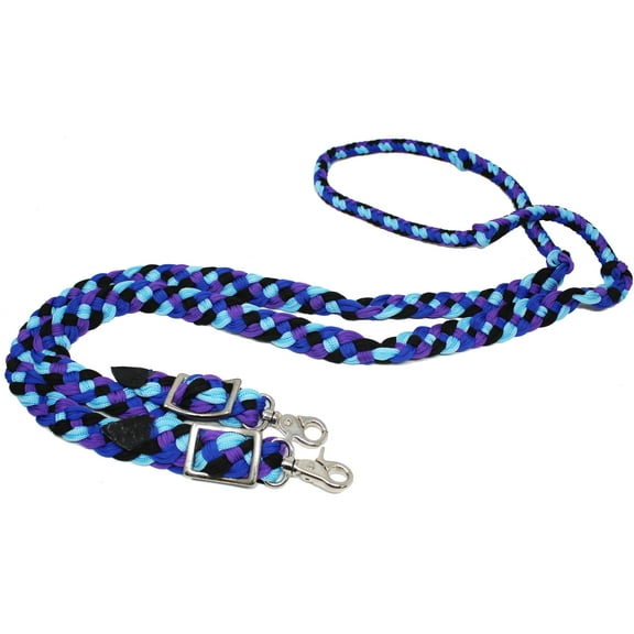 Horse Western 8' Long Nylon Braided Knotted Barrel Roping Reins Tack 607510