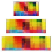 Colorful Rainbow Checkered Pattern Kitchen Rugs Sets Of 3,Kitchen Runner Rugs Non Skid Washable,Decorative Kitchen Floor Mats for Kitchen,Sink,Laundry,17"x30" 17"x47" 17"x59"