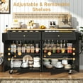 thumbnail image 4 of ANPOO 63" Movable Kitchen Island with Drop Leaf and Power Outlet, Rolling Kitchen Cart with Rubber wood Countertop, Island Table on Wheels for Kitchen w/2 Drawers, Spice Rack, Adjustable Shelves, 4 of 9