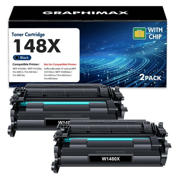 148X 148A 2-Pack Toner Cartridge with Chip Compatible for HP W1480X W1480A Laserjet Pro 4001dn MFP 4101fdw 4101fdn 4001n 4001dn 4001dw Black