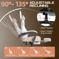 thumbnail image 4 of Linen Fabric Beige/Coffee Gaming Chair with Footrest, Ergonomic Computer Chair with Massage Lumbar Pillow and Adjustable Headrest, Comfortable Office Chair for Home & Gaming, 4 of 7