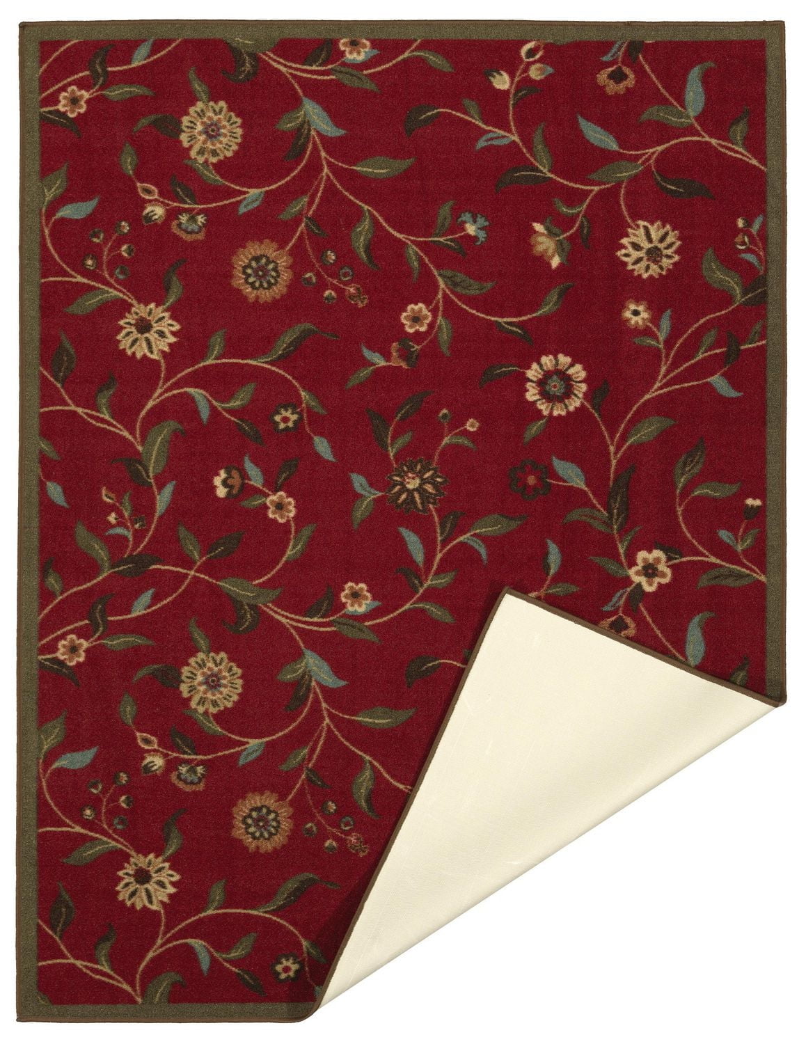 Tapis contemporain à motif de feuilles et à sous-couche en caoutchouc de la collection Ottohome