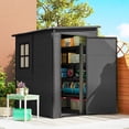 thumbnail image 2 of Outsunny 4 x 5FT Lean to Outdoor Storage Shed Plastic Garden Tool Storage, 2 of 10