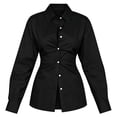 thumbnail image 4 of Ruimatai Womens Button Down Shirts Collared Waist Ruched Slim Long Sleeve Dressy Casual Blouses, 4 of 6